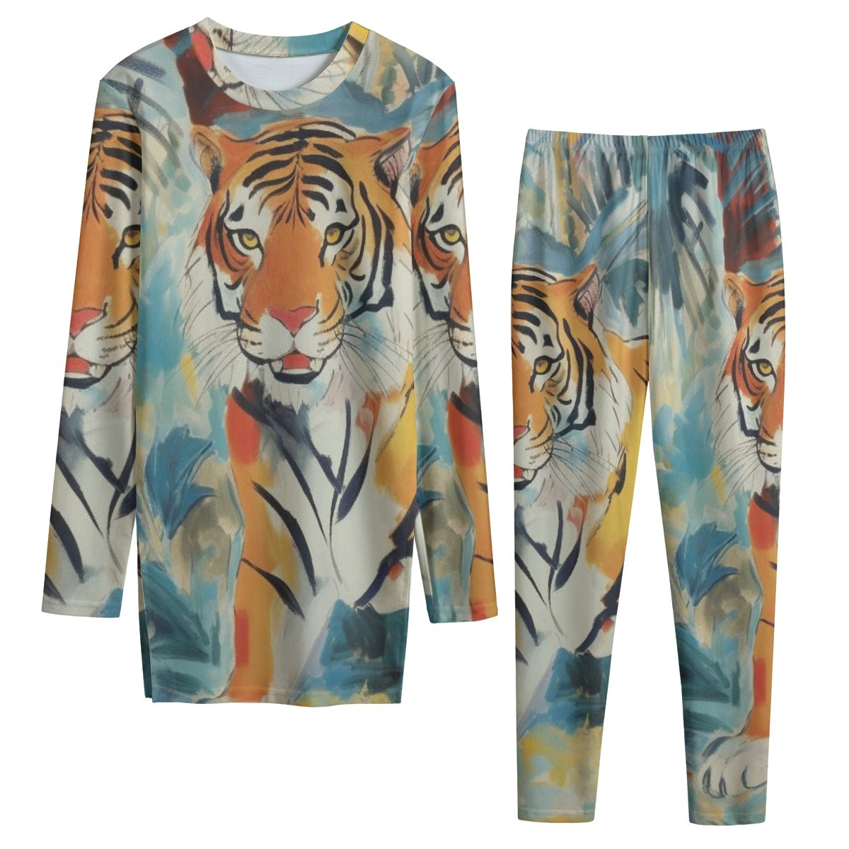 All-Over Print Women's Side Split T-shirt Set