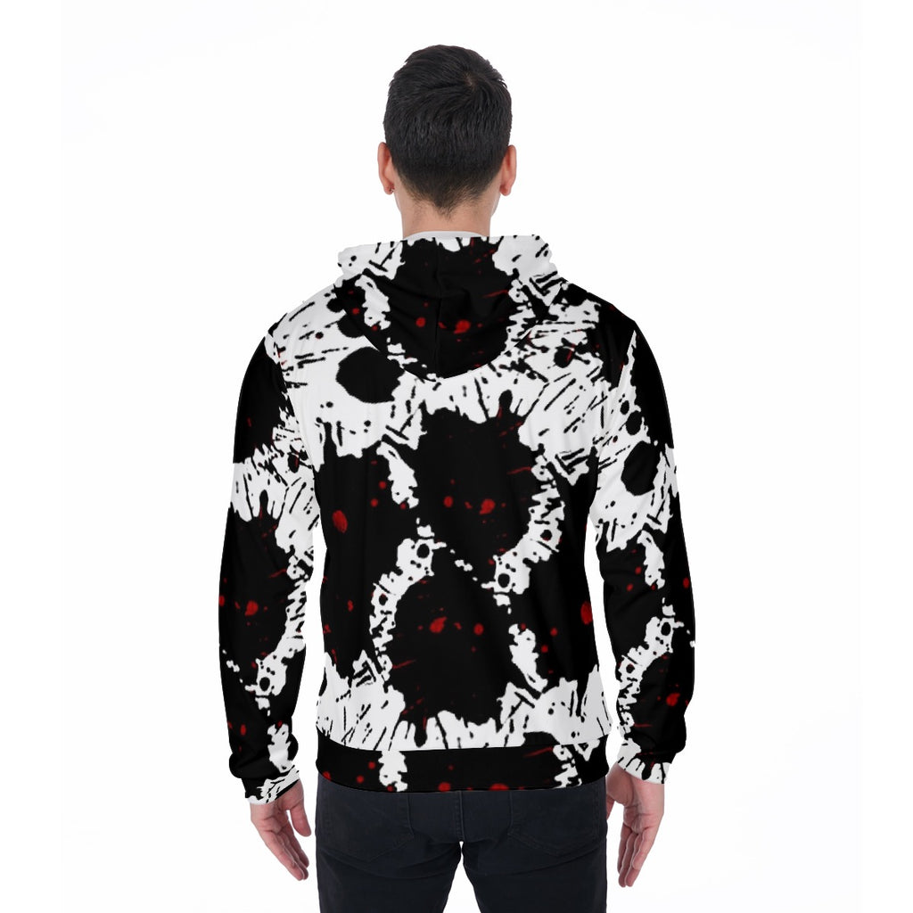 All-Over Print Zip Up Hoodie With Pocket