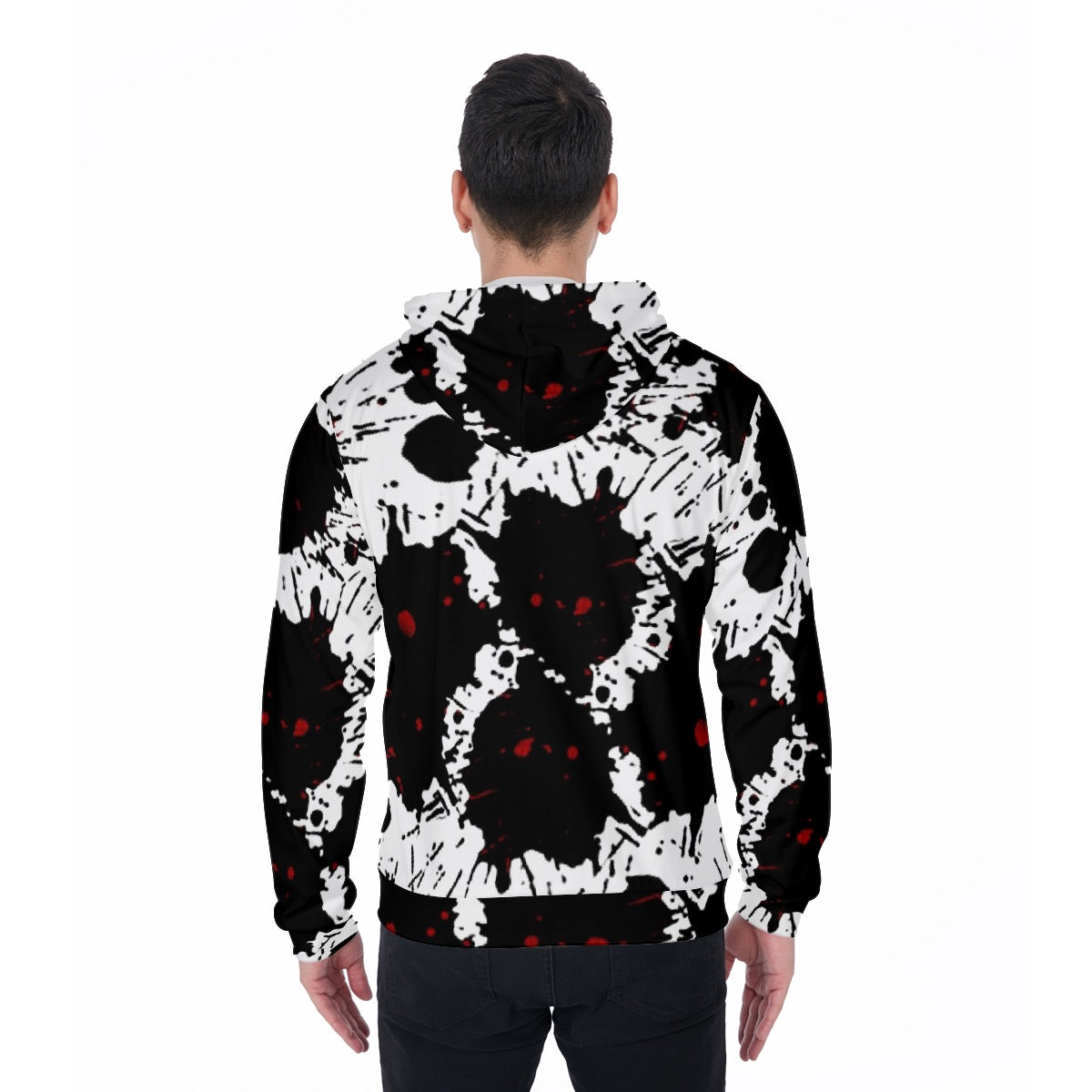 All-Over Print Zip Up Hoodie With Pocket