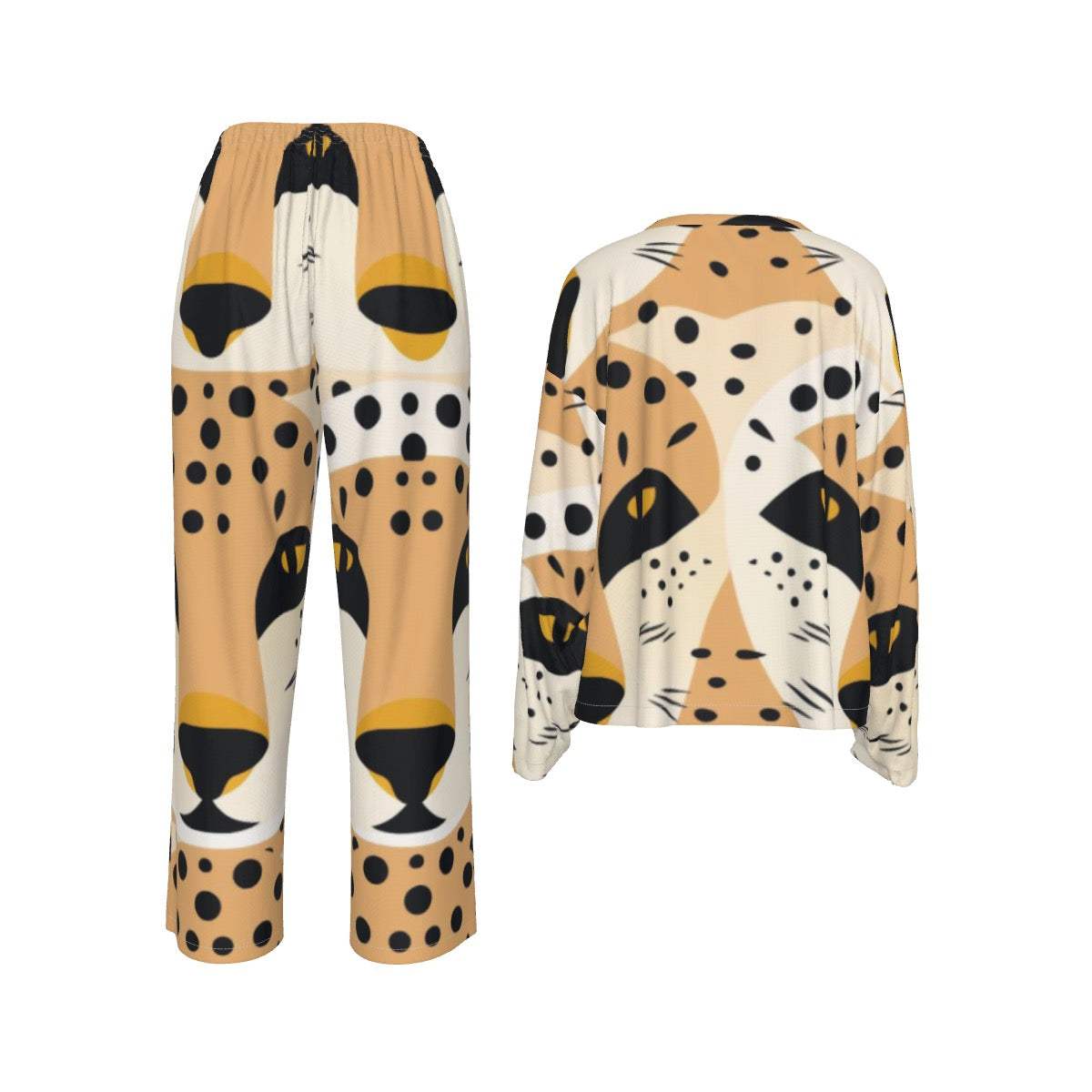 All-Over Print Women's Casual Long-Sleeves Trouser Suit