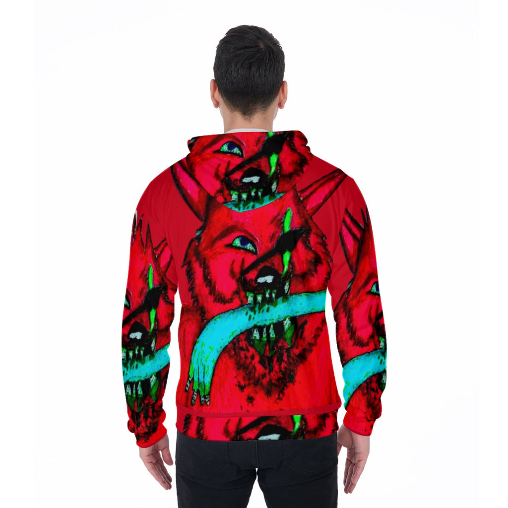 All-Over Print Zip Up Hoodie With Pocket