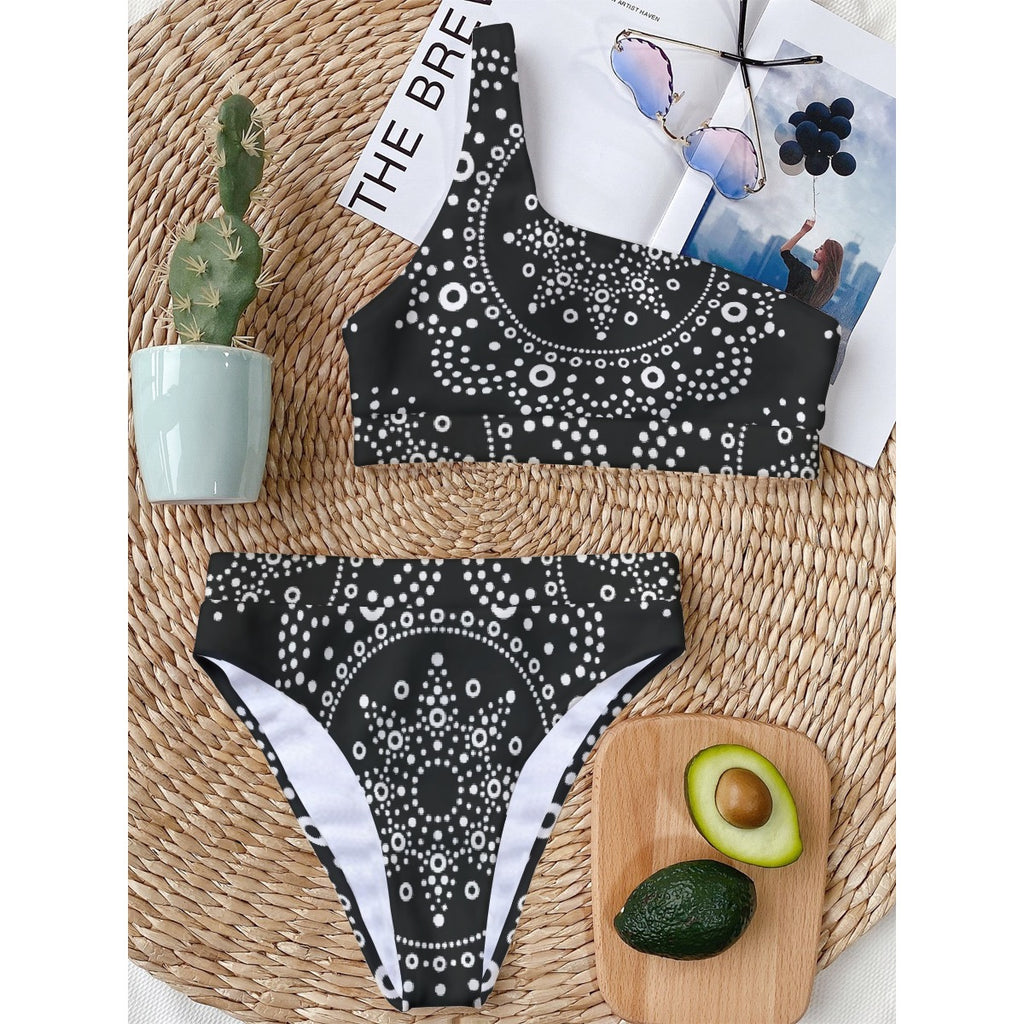 All-Over Print Women's Bikini With Single Shoulder