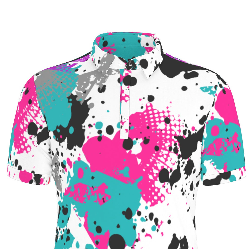 All-Over Print Men's Stretch Collar Polo Shirt