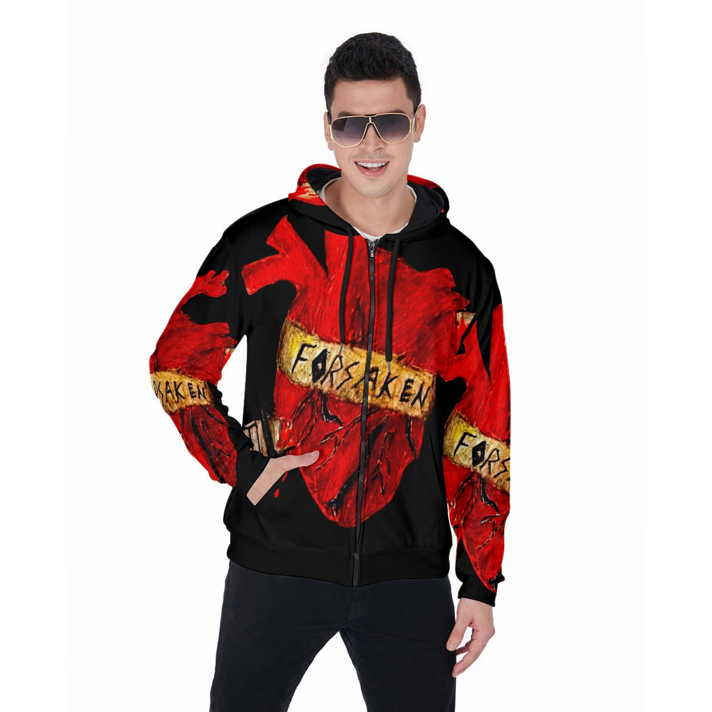 All-Over Print Zip Up Hoodie With Pocket