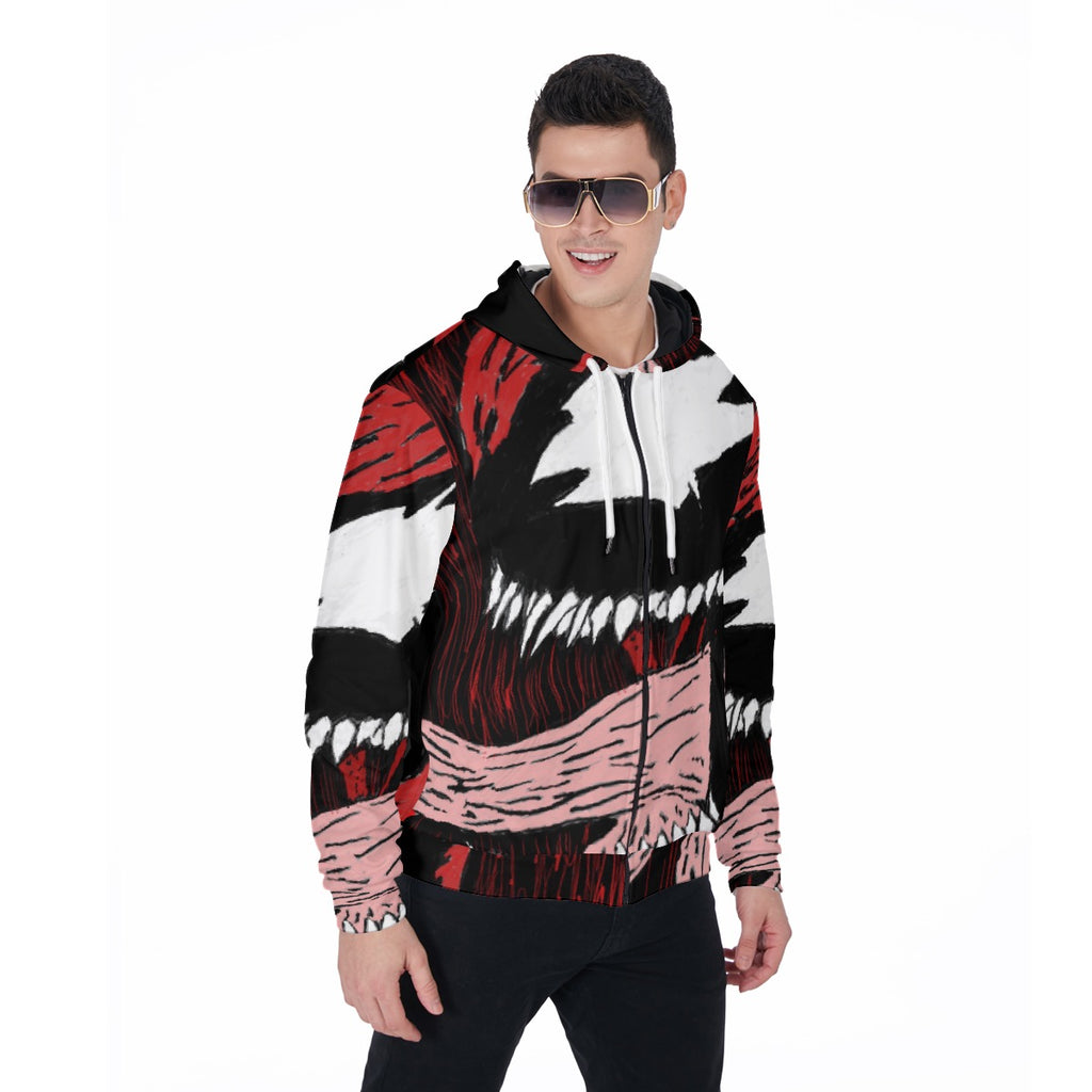 All-Over Print Zip Up Hoodie With Pocket