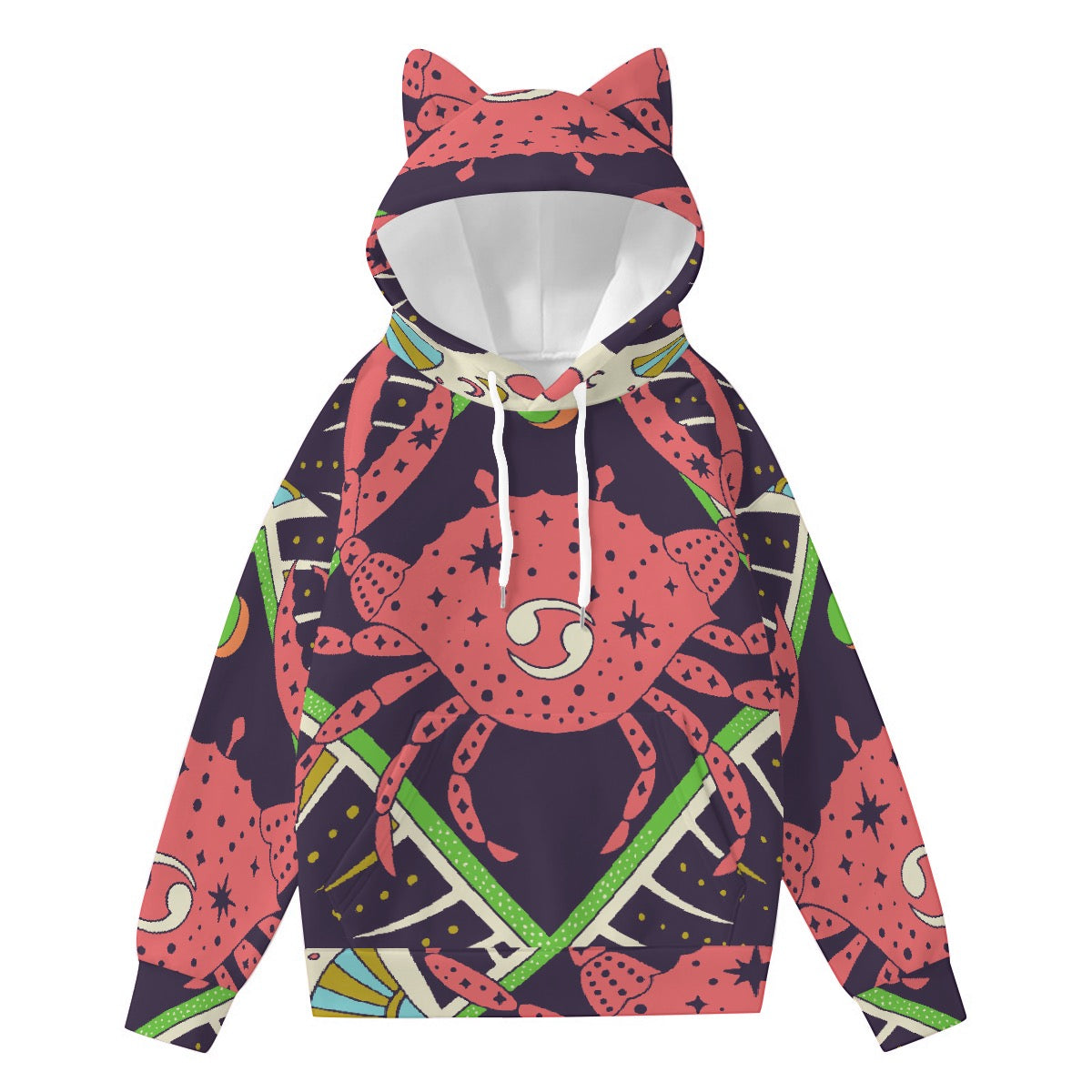 All-Over Print Women’s Hoodie With Decorative Ears