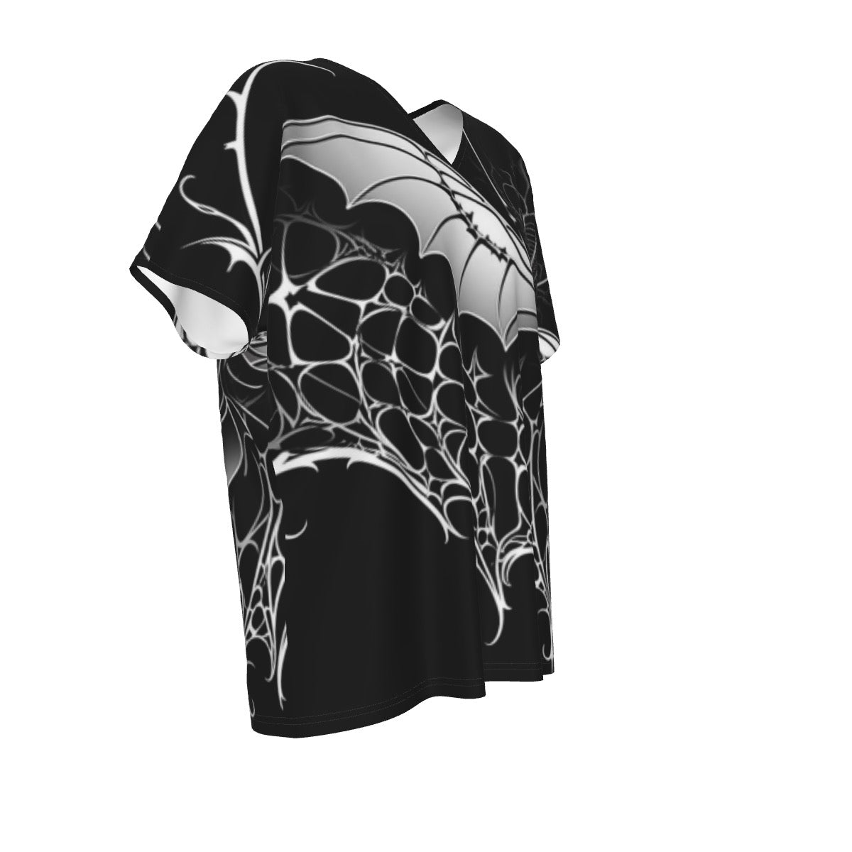 All-Over Print Women's Bat Sleeves V-Neck Blouse