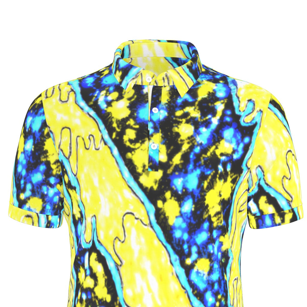 All-Over Print Men's Stretch Collar Polo Shirt