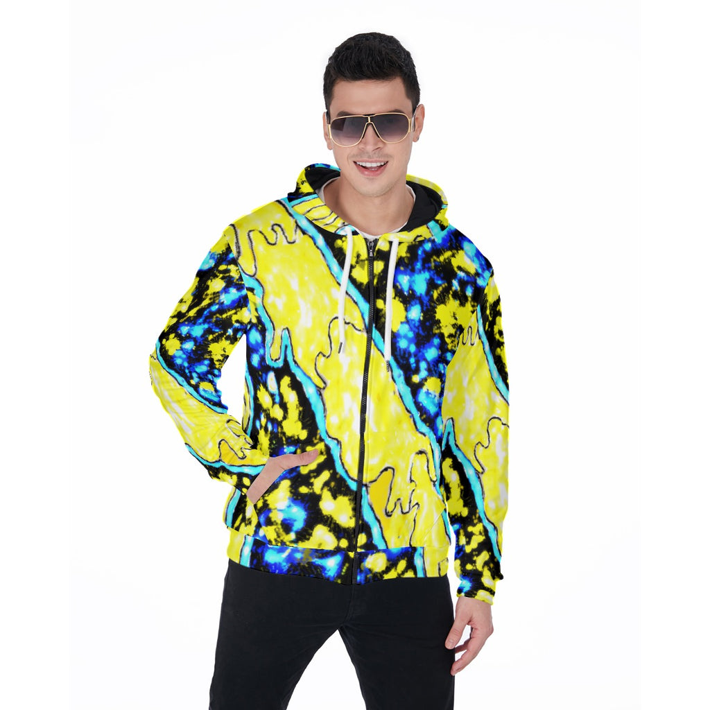 All-Over Print Zip Up Hoodie With Pocket