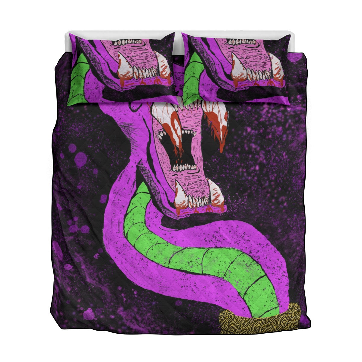 Quilt & Pillow Cases With  Edge-wrapping Strips