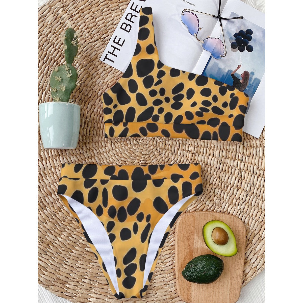 All-Over Print Women's Bikini With Single Shoulder