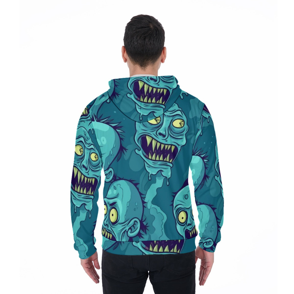 All-Over Print Zip Up Hoodie With Pocket