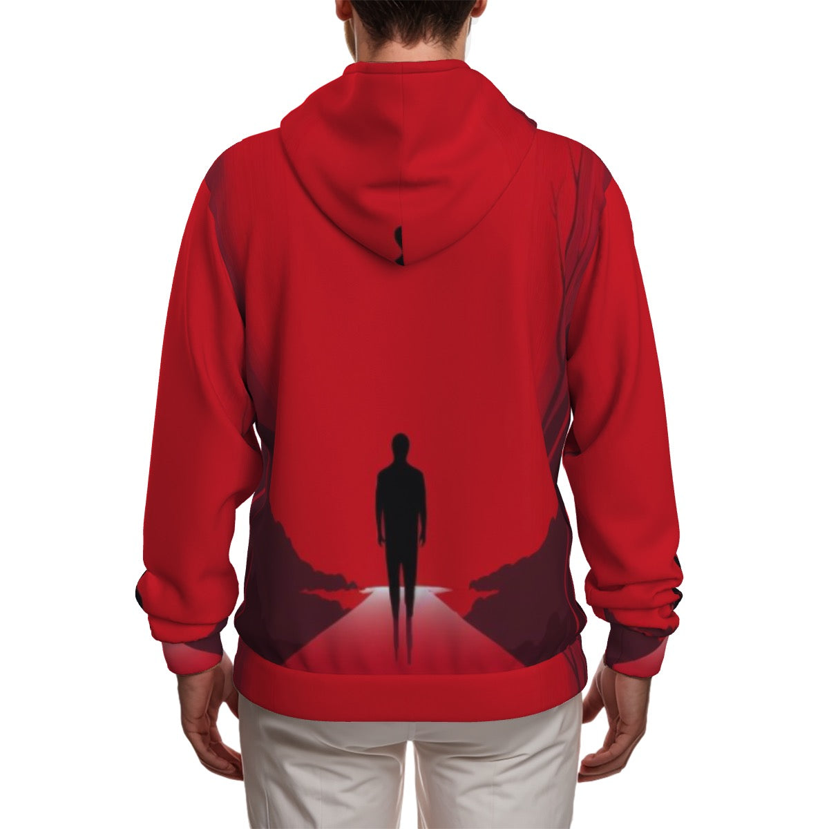 All-Over Print Zip Up Hoodie With Pocket