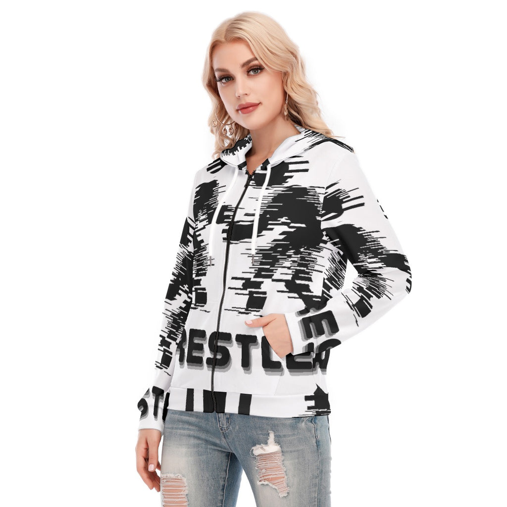 All-Over Print Women's Hoodie With Zipper