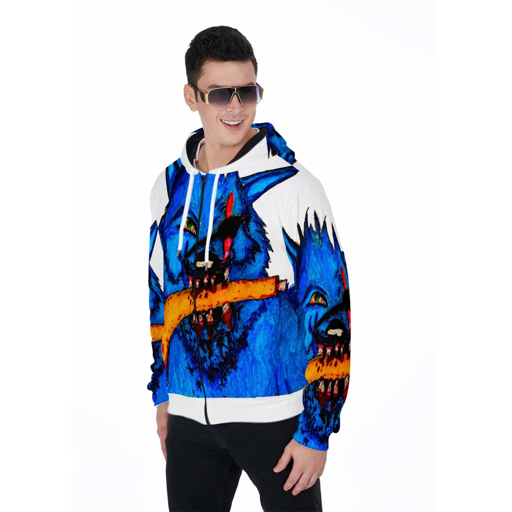 All-Over Print Zip Up Hoodie With Pocket