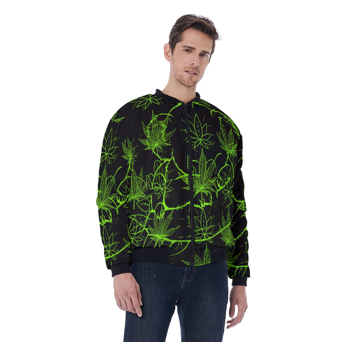 All-Over Print Men's Jacket With Sleeve Pocket