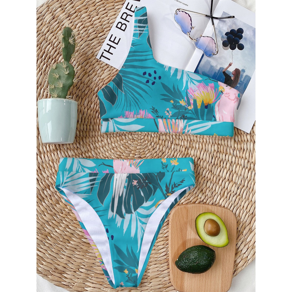 All-Over Print Women's Bikini With Single Shoulder
