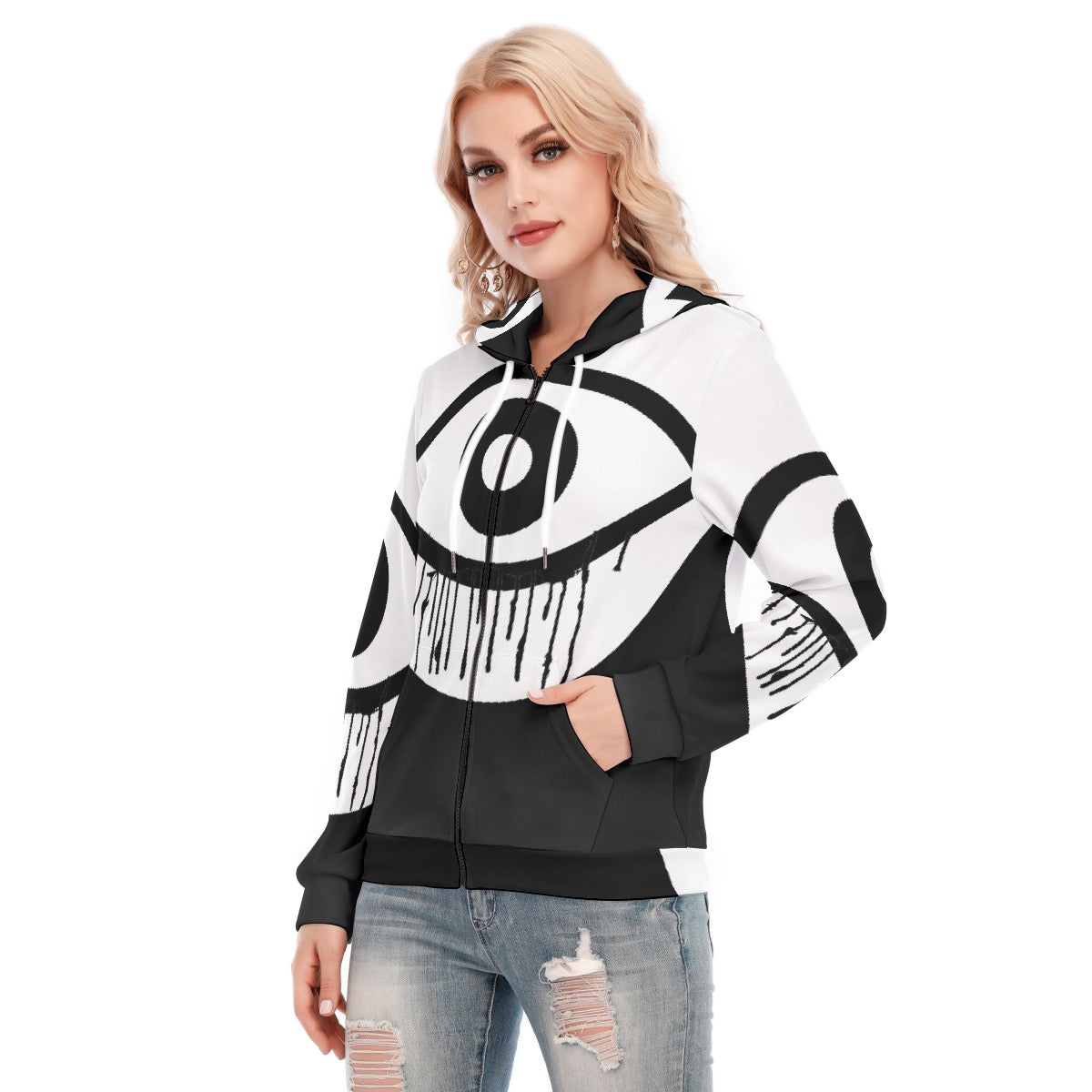 All-Over Print Women's Hoodie With Zipper