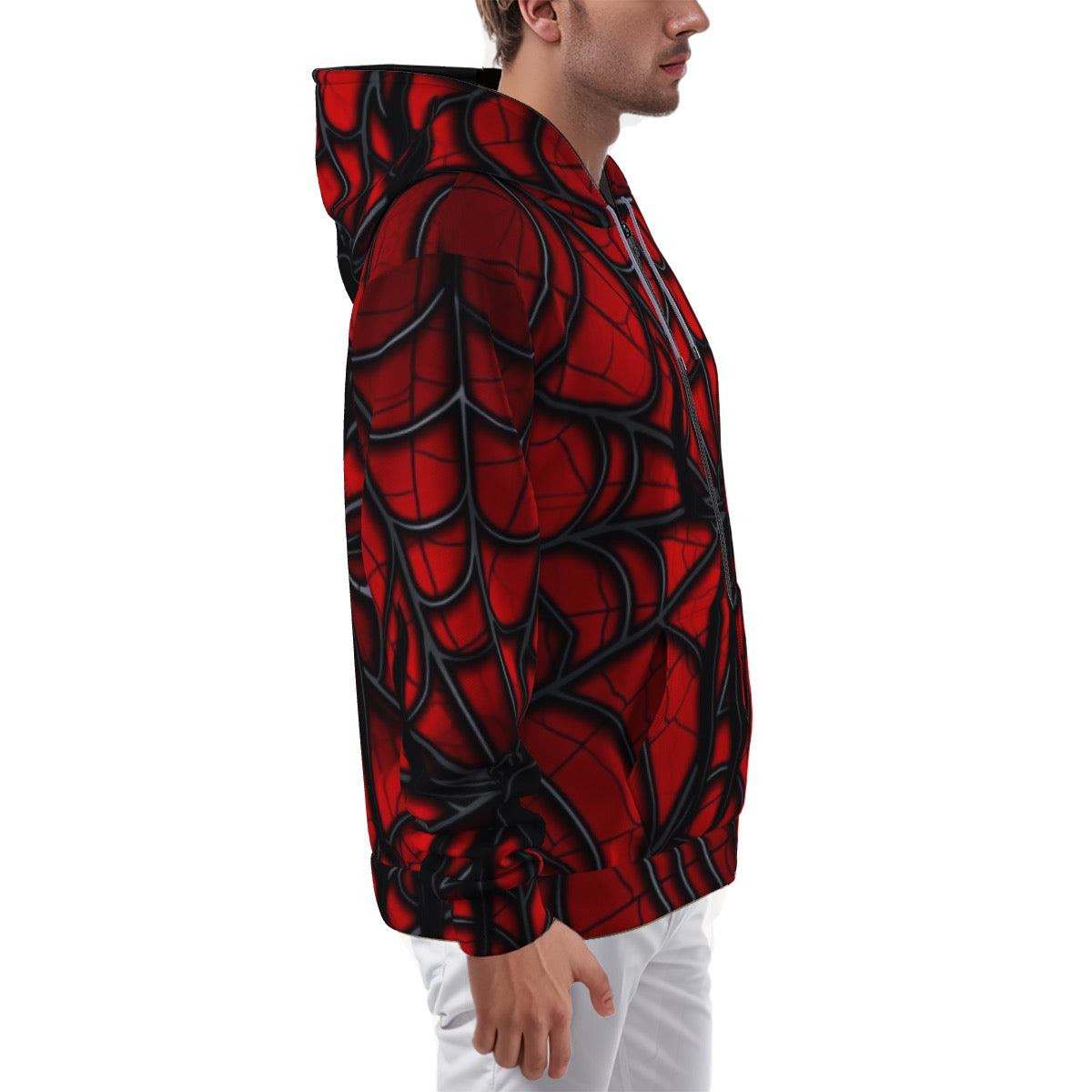 All-Over Print Zip Up Hoodie With Pocket