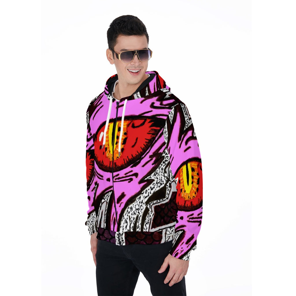 All-Over Print Zip Up Hoodie With Pocket