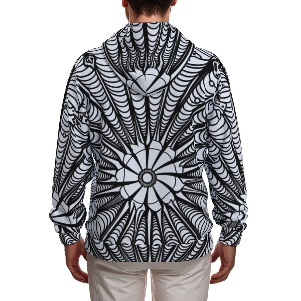 All-Over Print Zip Up Hoodie With Pocket