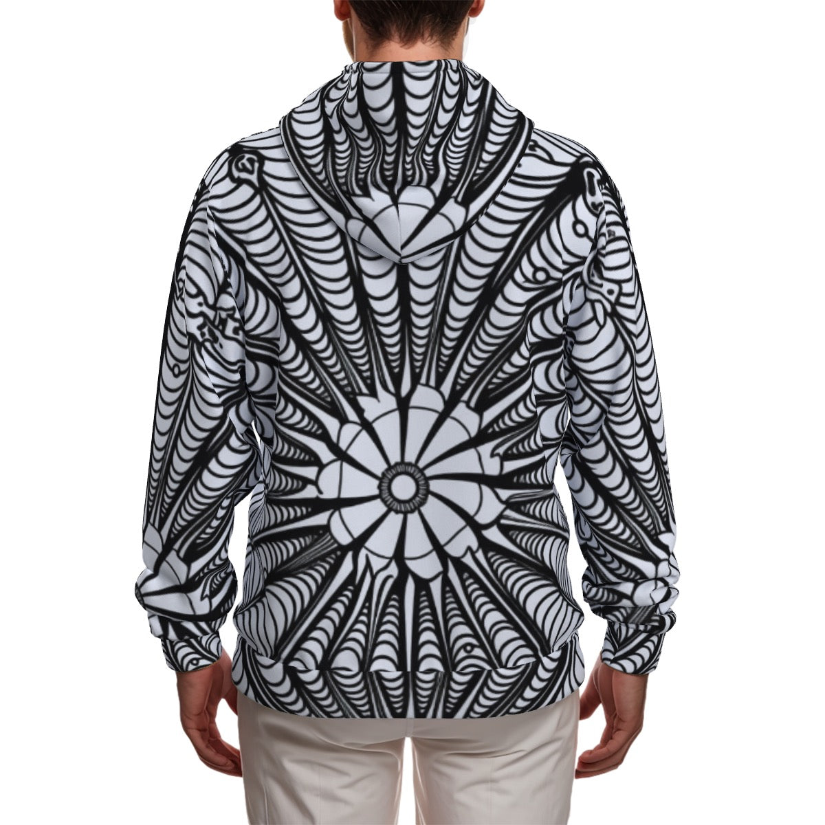 All-Over Print Zip Up Hoodie With Pocket