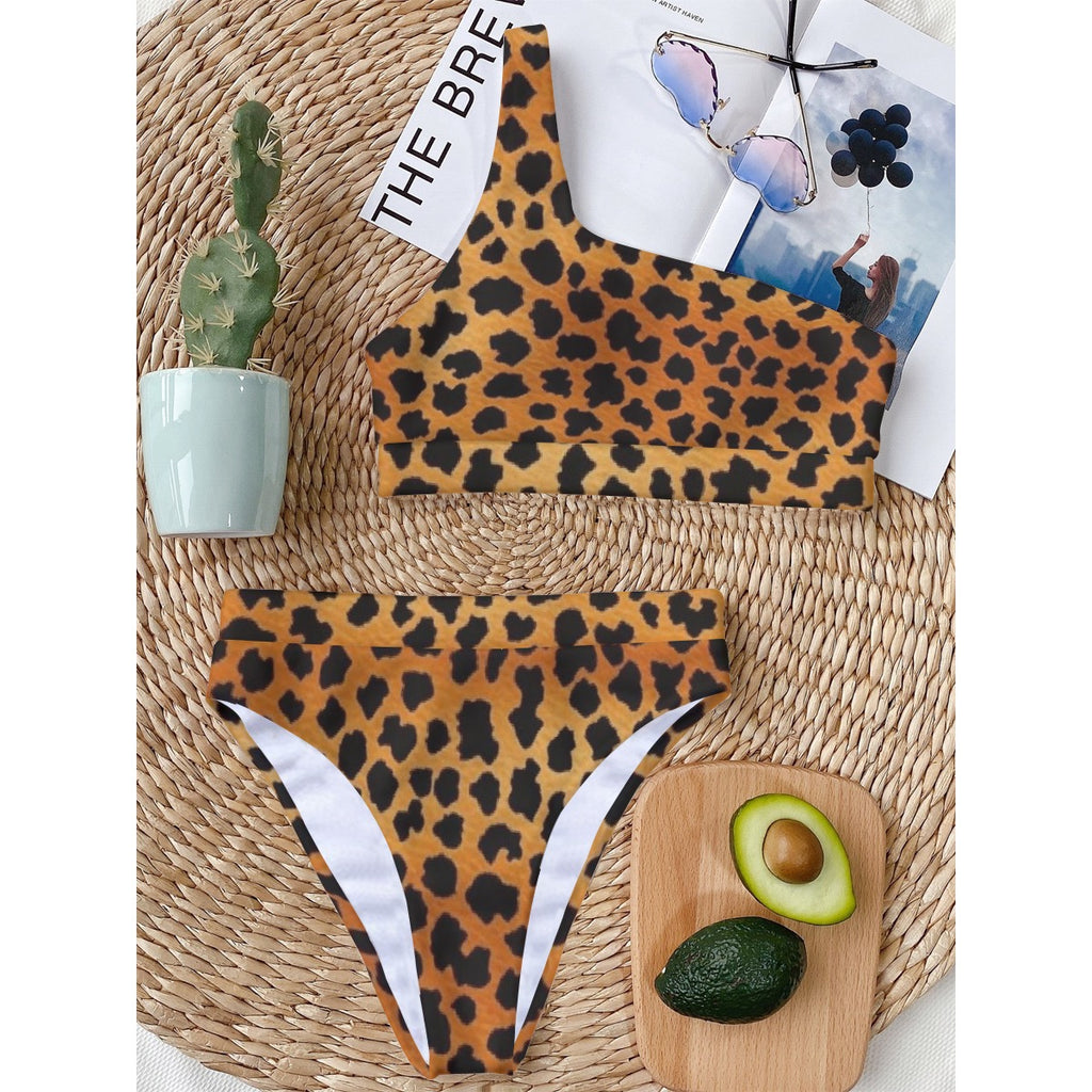 All-Over Print Women's Bikini With Single Shoulder