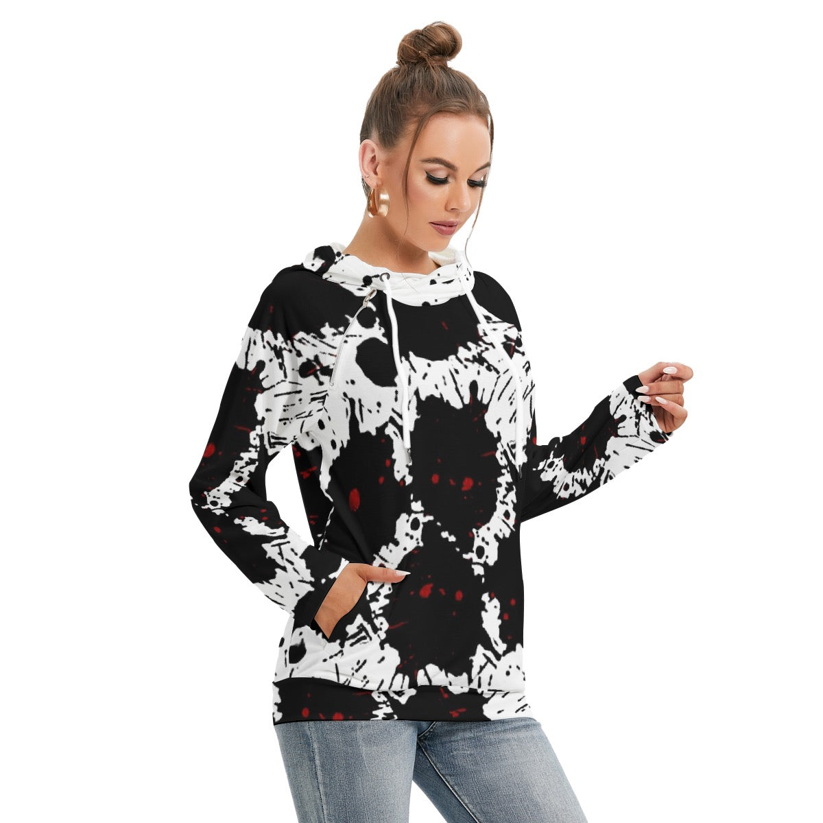 All-Over Print Women's Hoodie With Double Hood