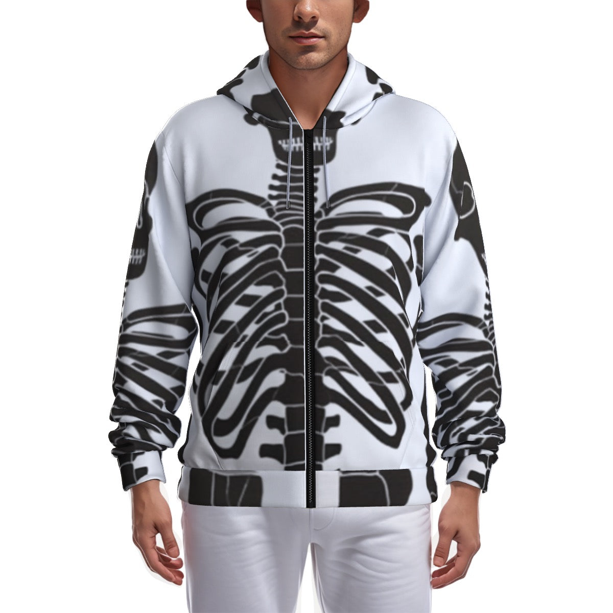 All-Over Print Zip Up Hoodie With Pocket