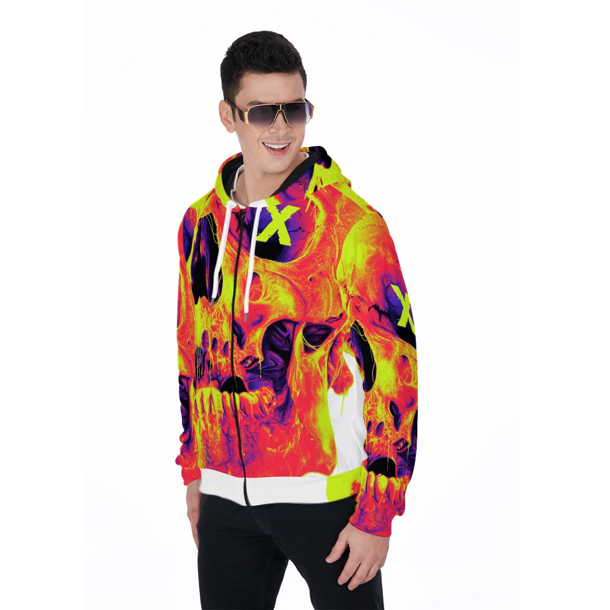 All-Over Print Zip Up Hoodie With Pocket