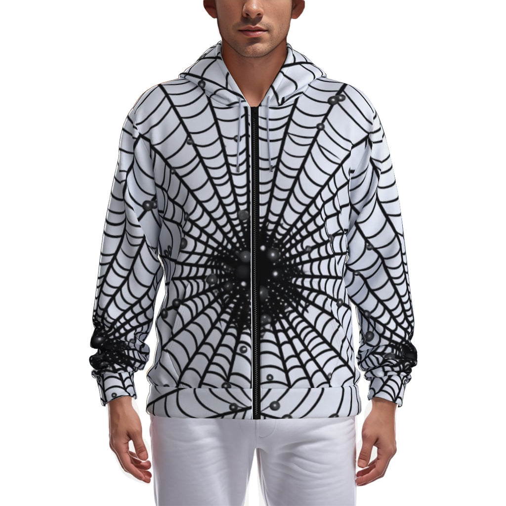 All-Over Print Zip Up Hoodie With Pocket