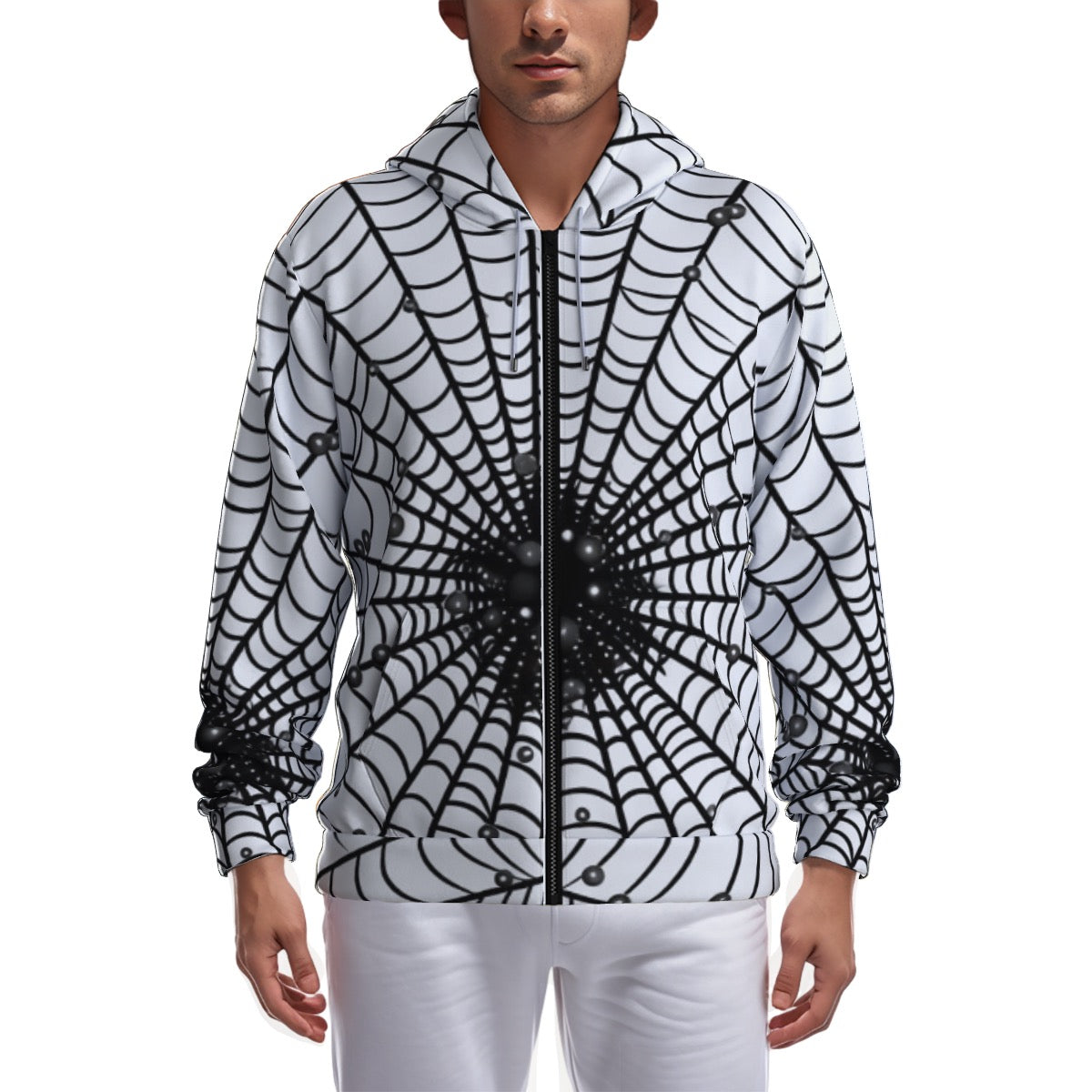 All-Over Print Zip Up Hoodie With Pocket