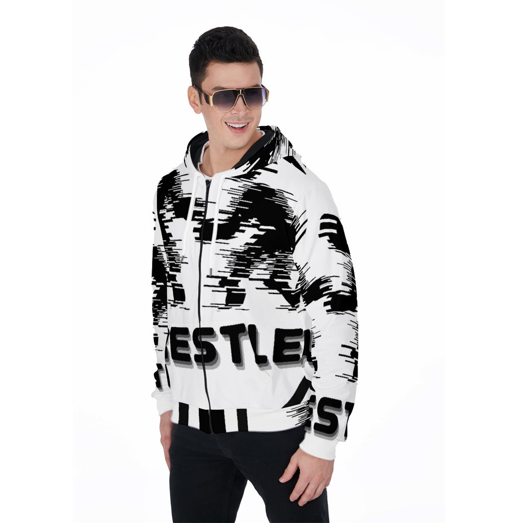 All-Over Print Zip Up Hoodie With Pocket