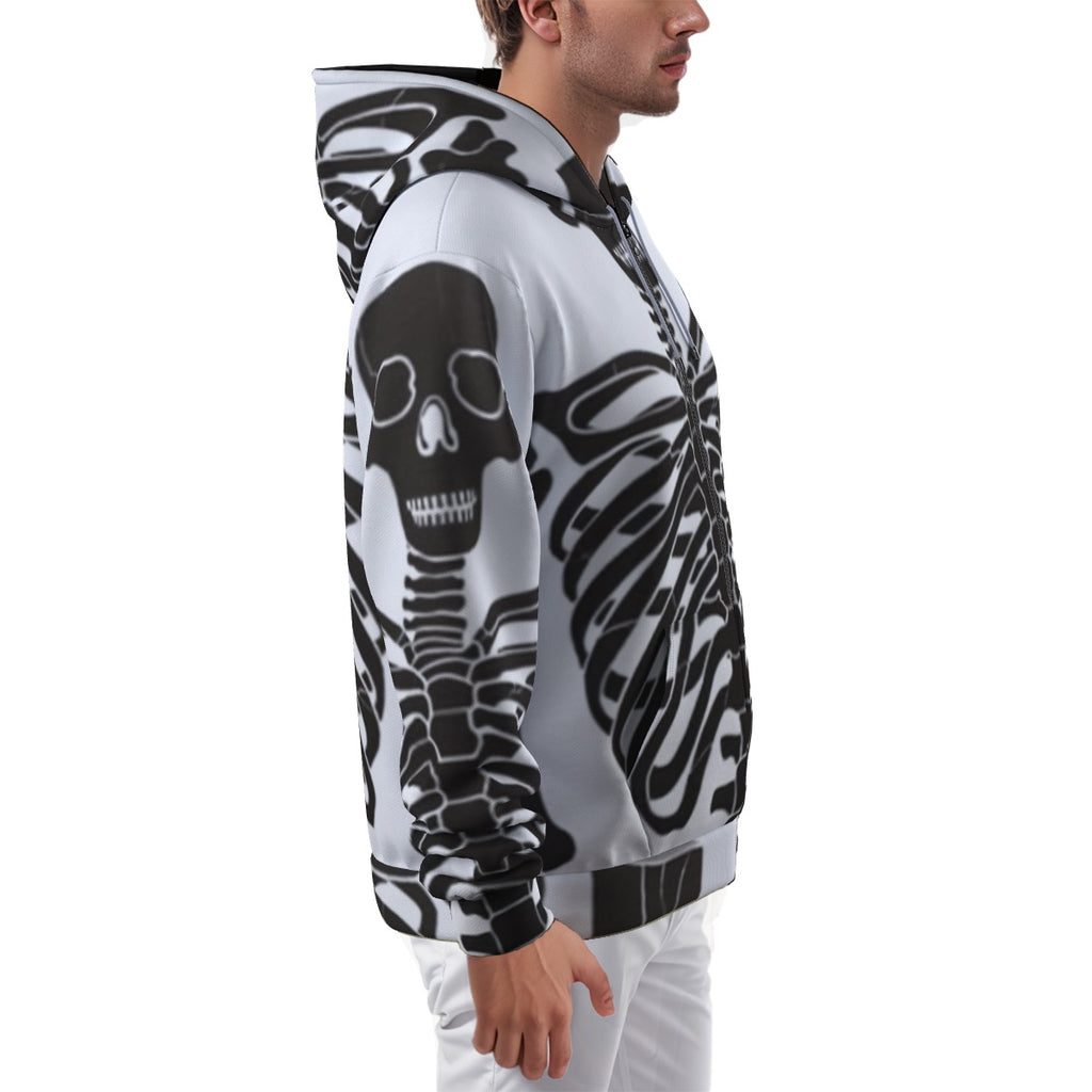 All-Over Print Zip Up Hoodie With Pocket