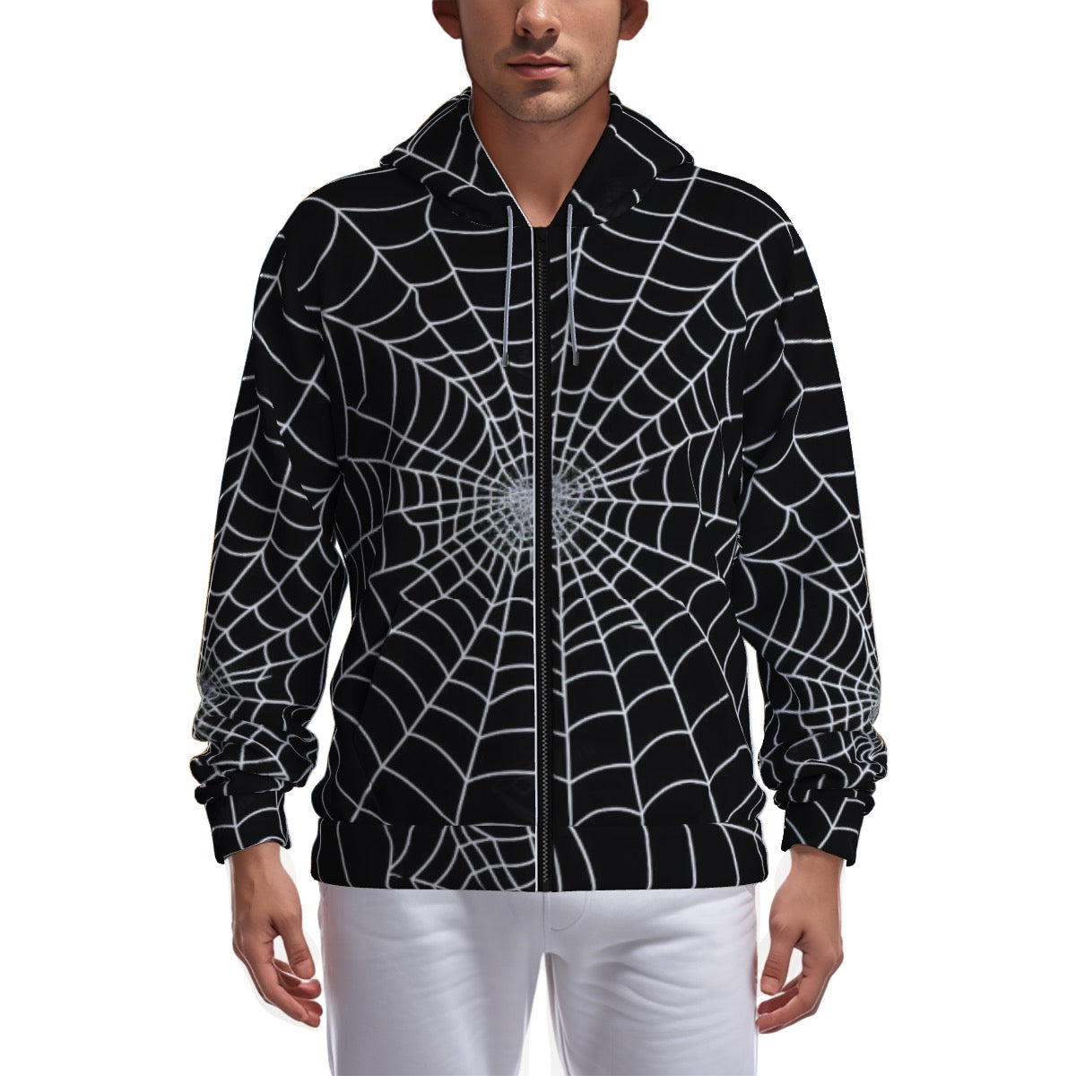 All-Over Print Zip Up Hoodie With Pocket