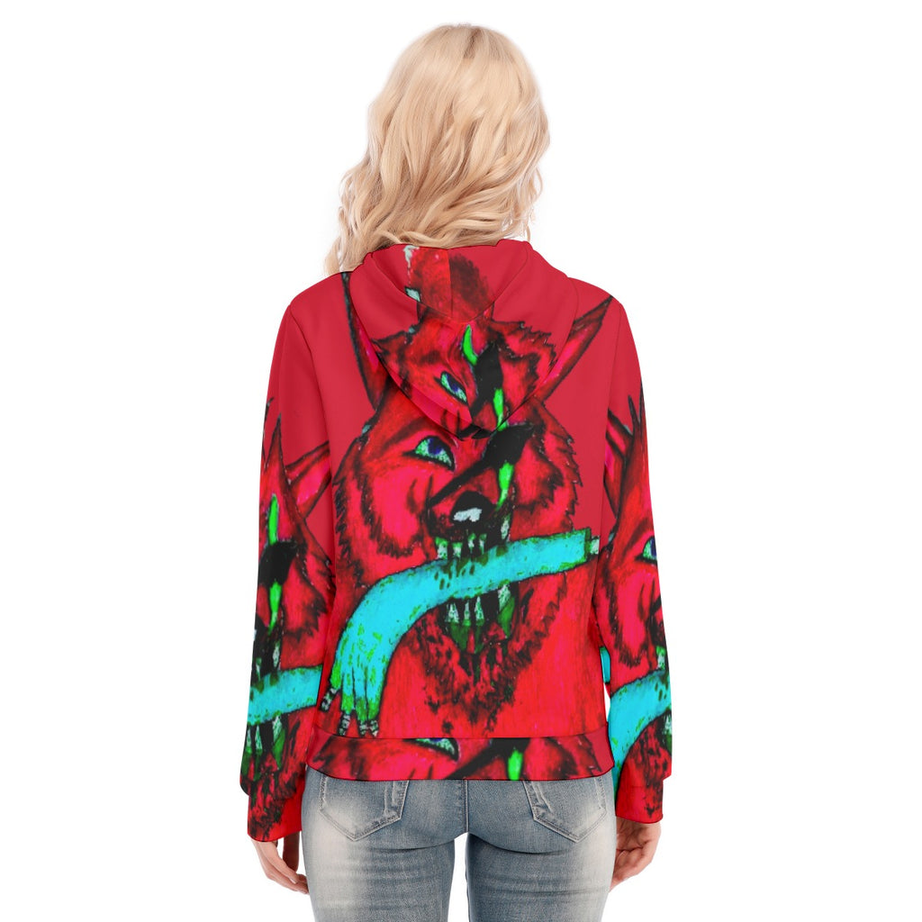 All-Over Print Women's Hoodie With Zipper