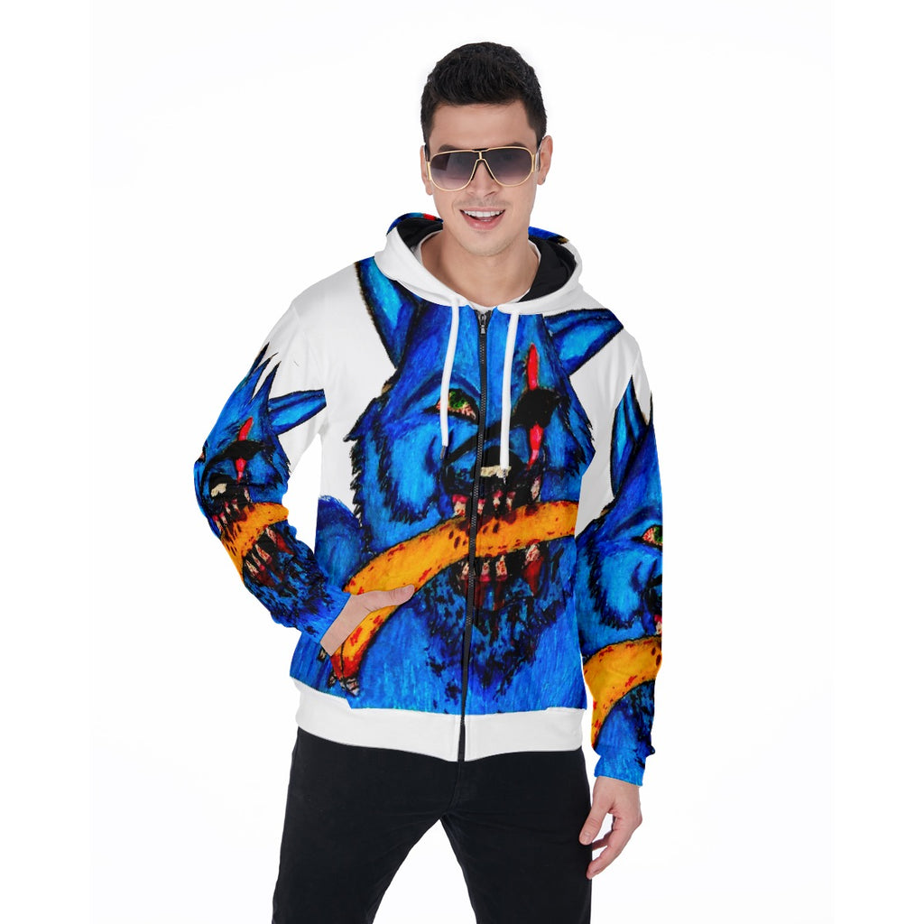 All-Over Print Zip Up Hoodie With Pocket