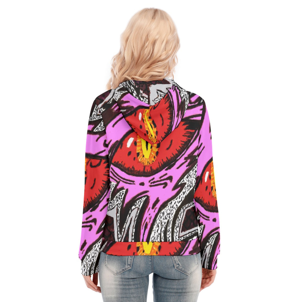 All-Over Print Women's Hoodie With Zipper