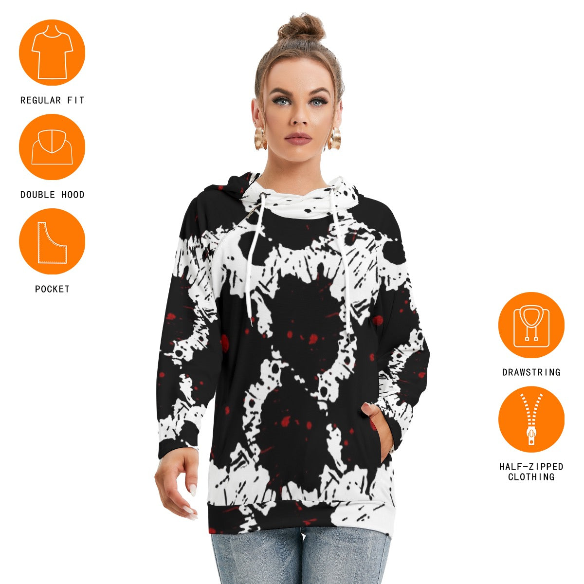 All-Over Print Women's Hoodie With Double Hood