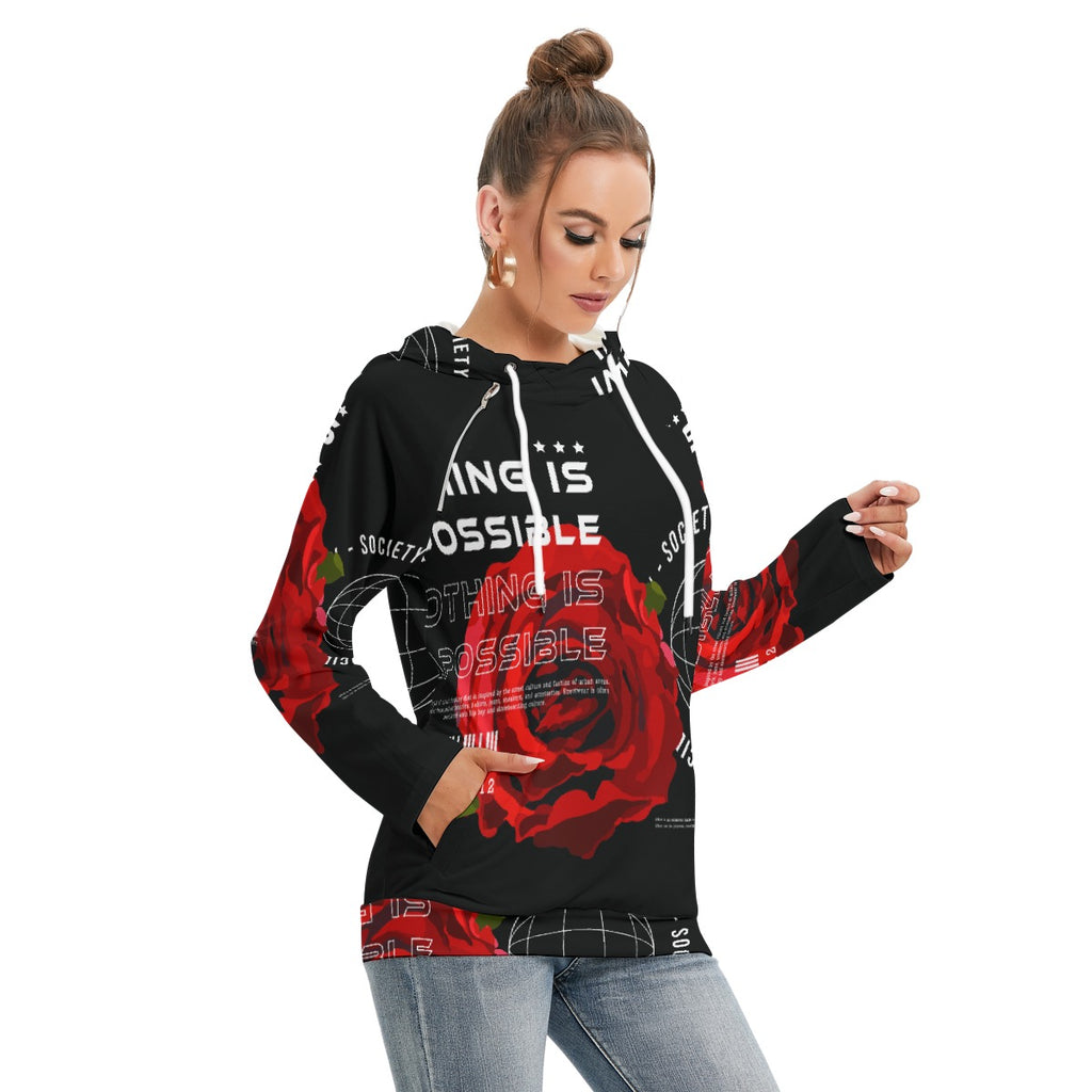 All-Over Print Women's Hoodie With Double Hood