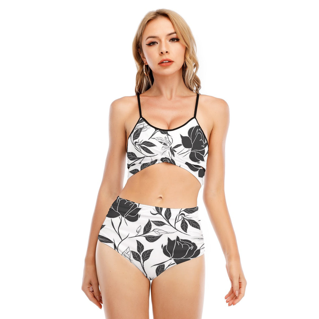 All-Over Print Women's Bikini Swimsuit With Cross Straps