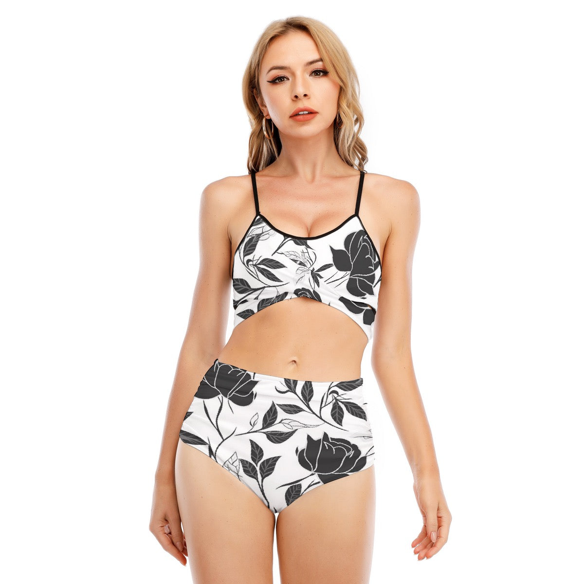 All-Over Print Women's Bikini Swimsuit With Cross Straps