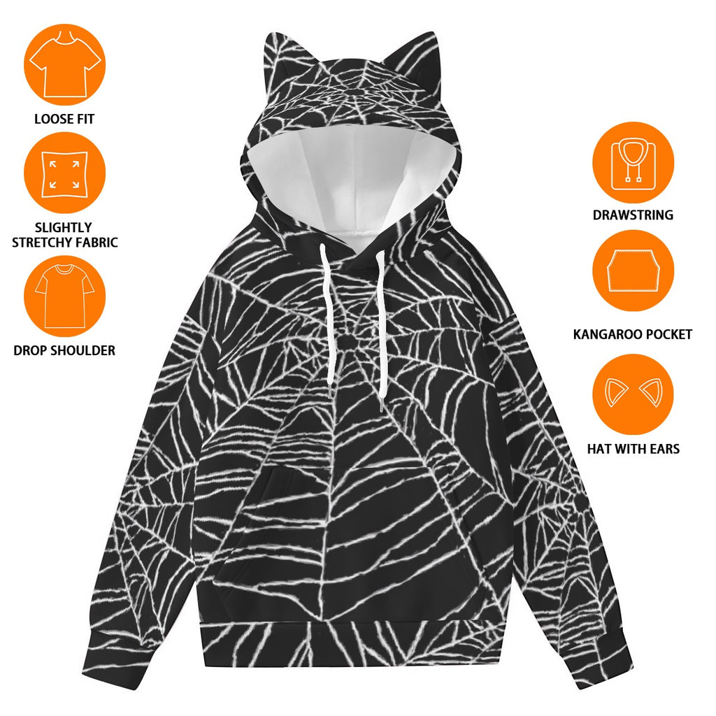All-Over Print Women’s Hoodie With Decorative Ears