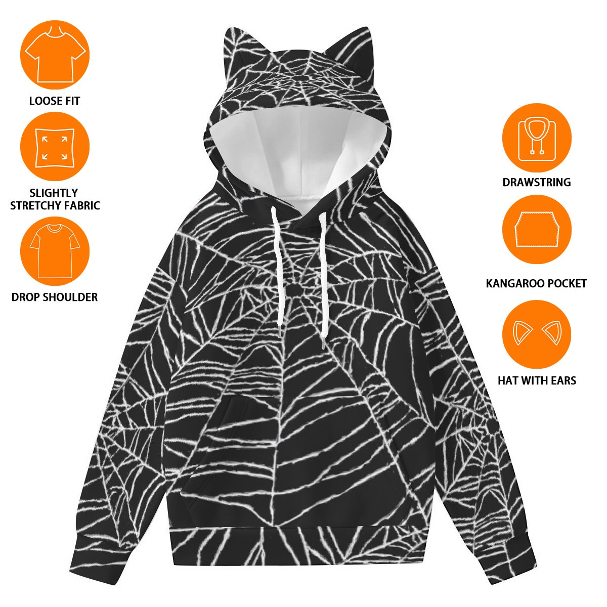 All-Over Print Women’s Hoodie With Decorative Ears