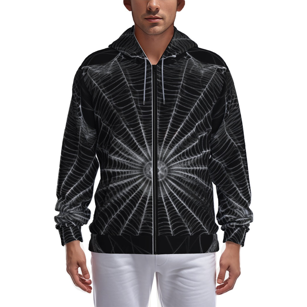 All-Over Print Zip Up Hoodie With Pocket