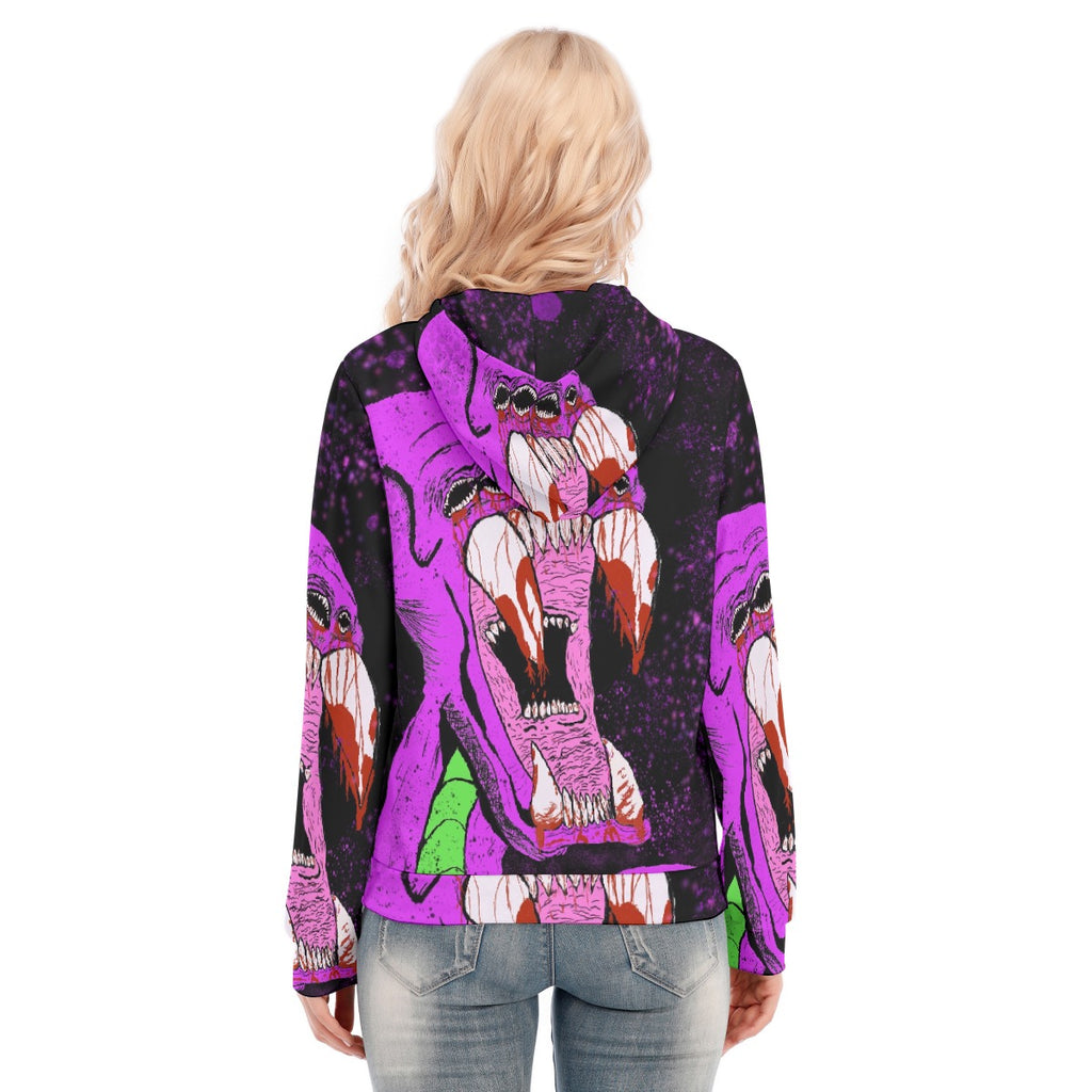 All-Over Print Women's Hoodie With Zipper