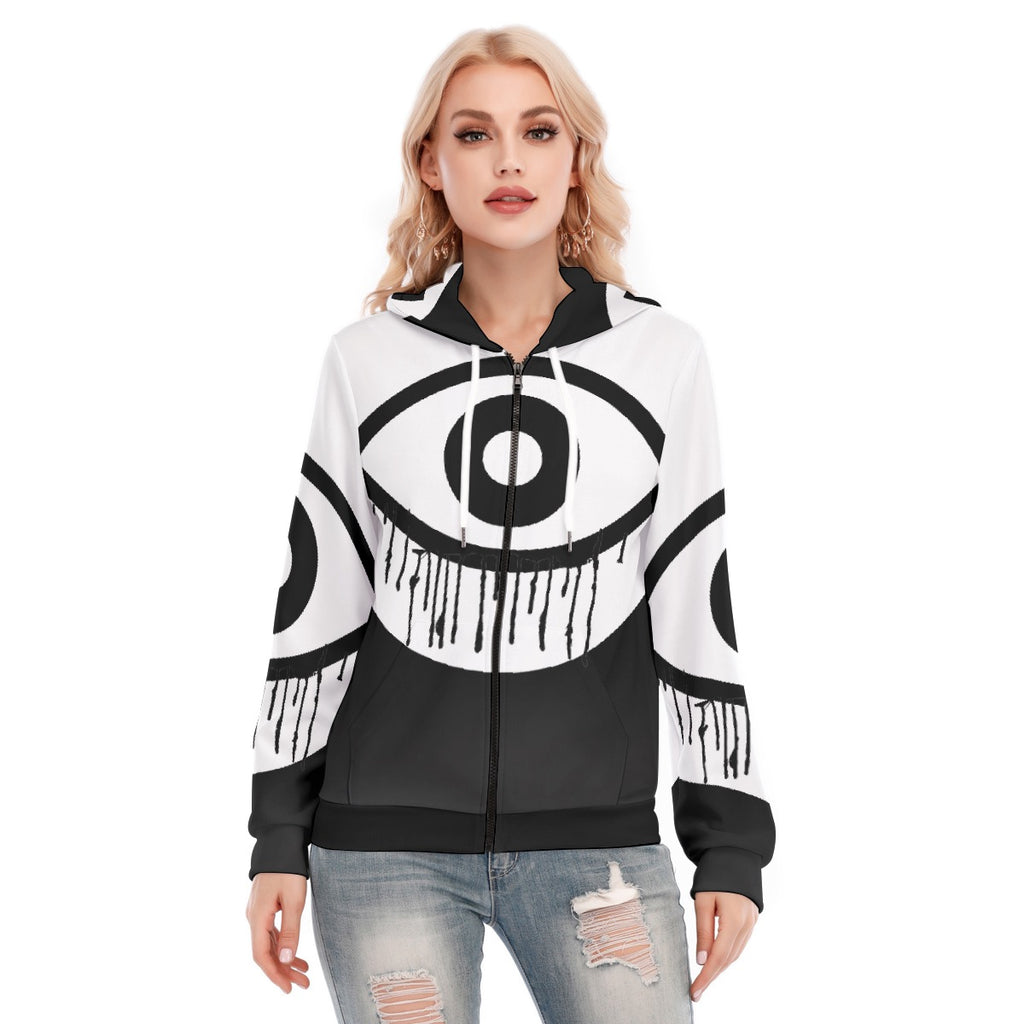All-Over Print Women's Hoodie With Zipper