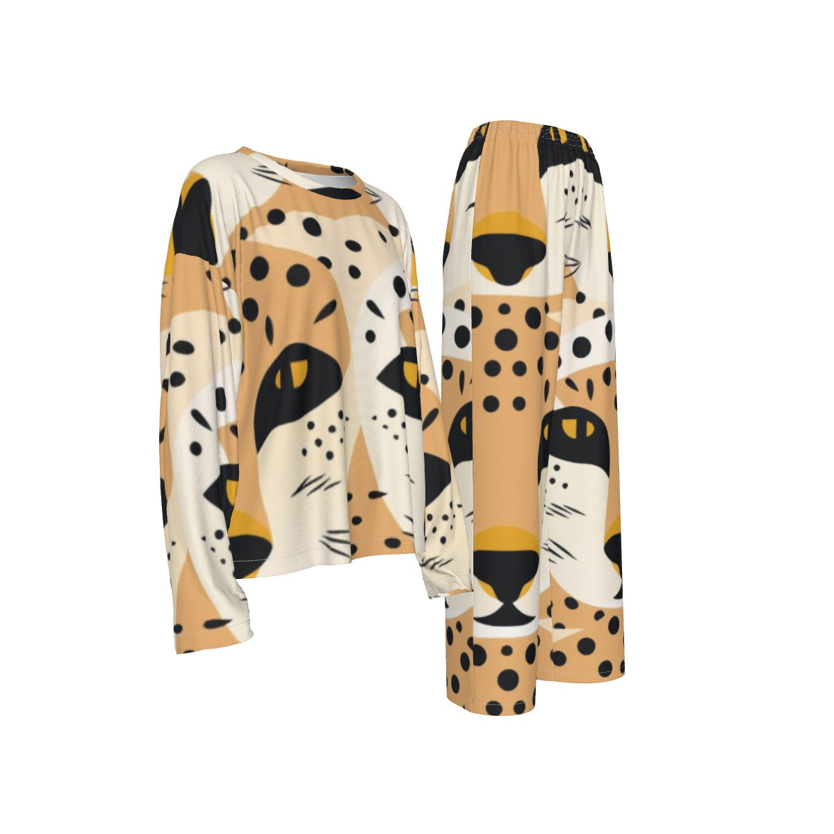 All-Over Print Women's Casual Long-Sleeves Trouser Suit