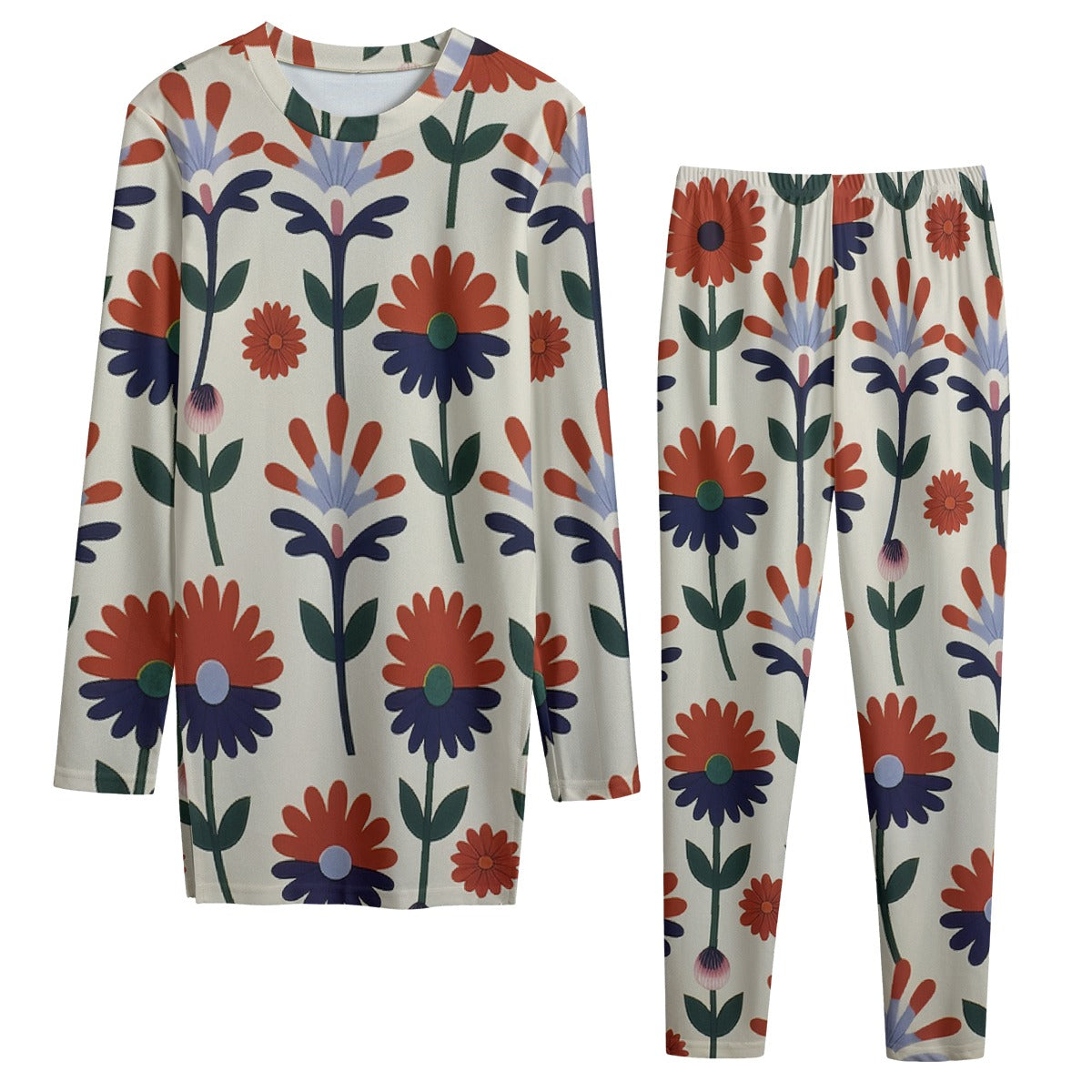 All-Over Print Women's Side Split T-shirt Set