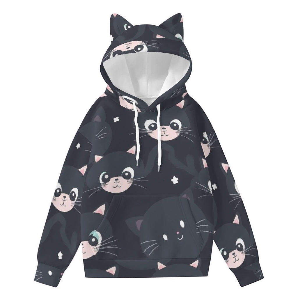 All-Over Print Women’s Hoodie With Decorative Ears